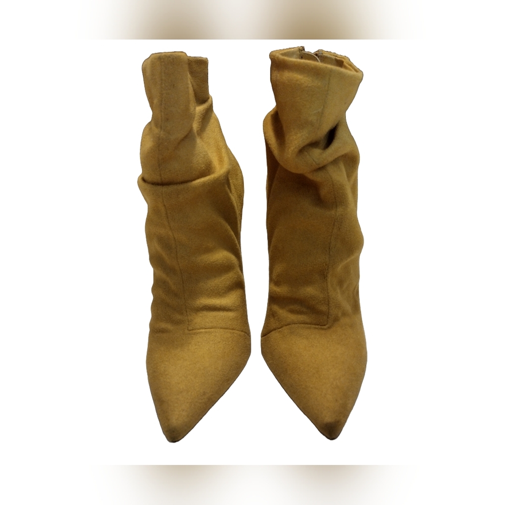 Women's Mustard Suede Ankle Boots - Picture 3 of 7